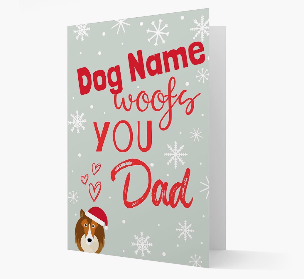 'I Woof You Dad' Card with your {breedFullName} Christmas Icon