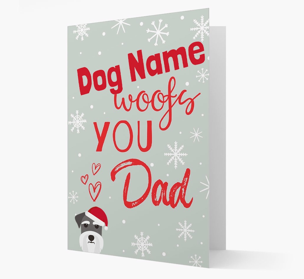 'I Woof You Dad' Card with your {breedFullName} Christmas Icon