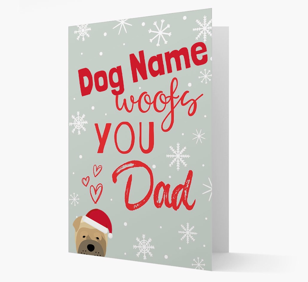 'I Woof You Dad' Card with your {breedFullName} Christmas Icon