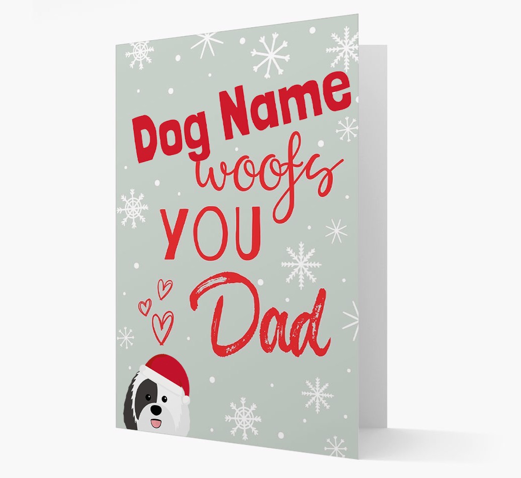 'I Woof You Dad' Card with your {breedFullName} Christmas Icon