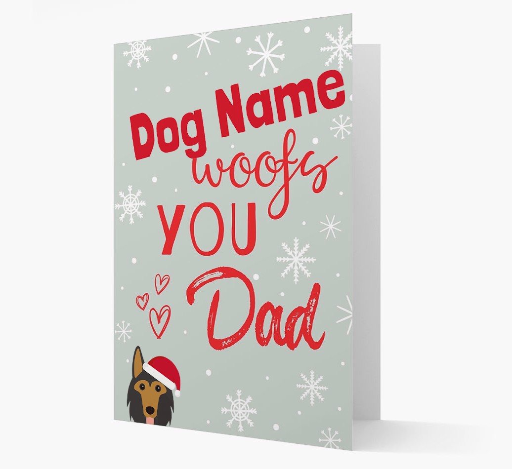 'I Woof You Dad' Card with your {breedFullName} Christmas Icon