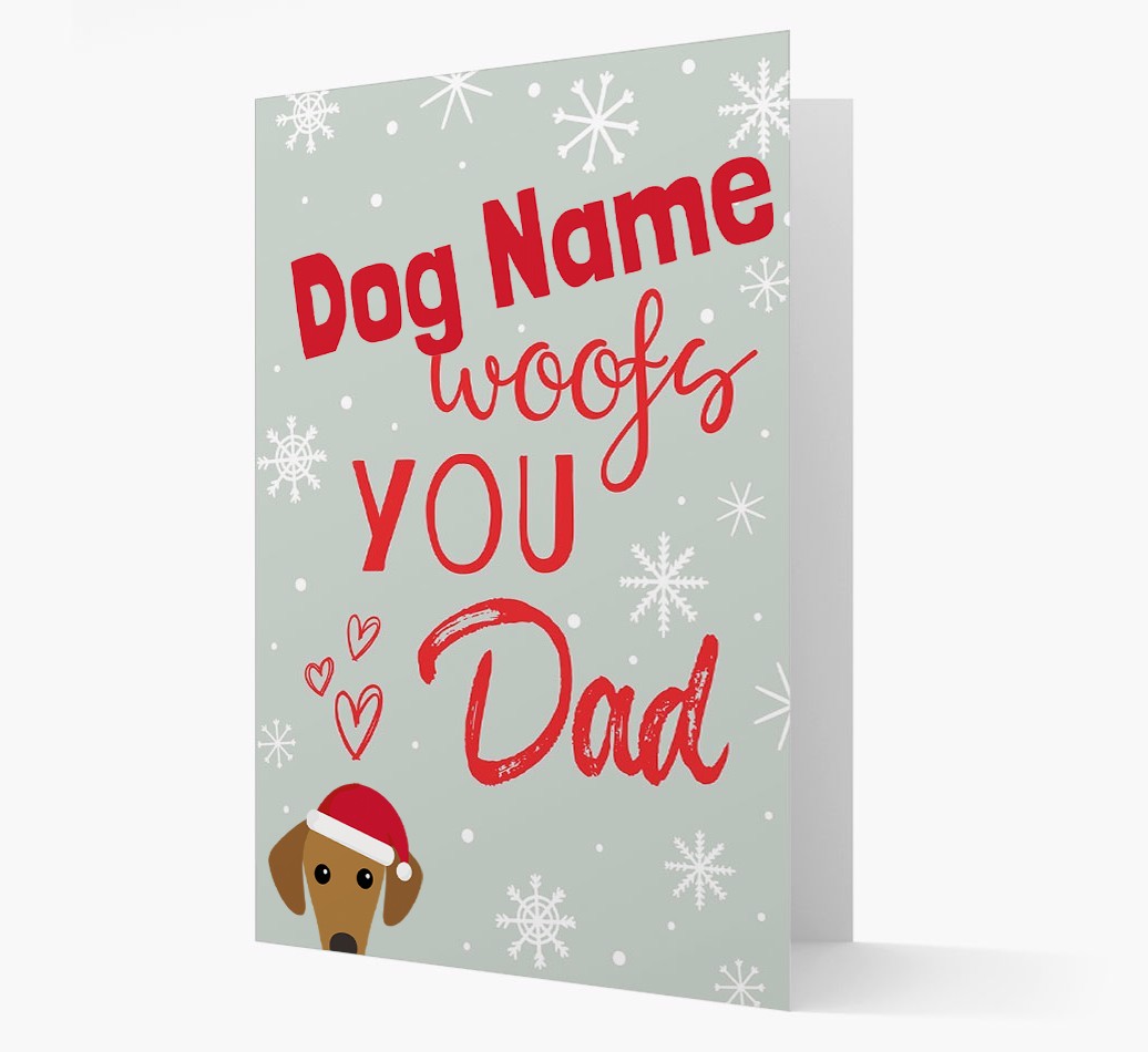 'I Woof You Dad' Card with your {breedFullName} Christmas Icon