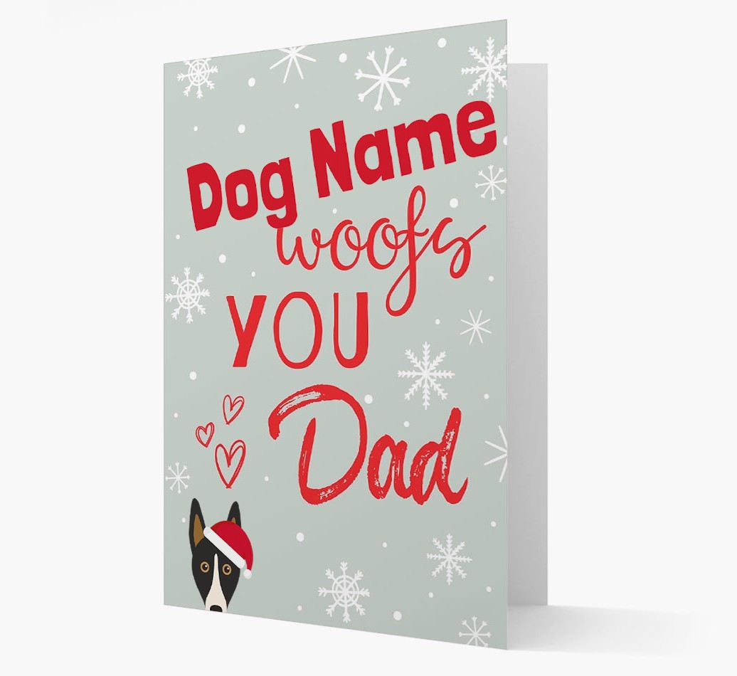 'I Woof You Dad' Card with your {breedFullName} Christmas Icon