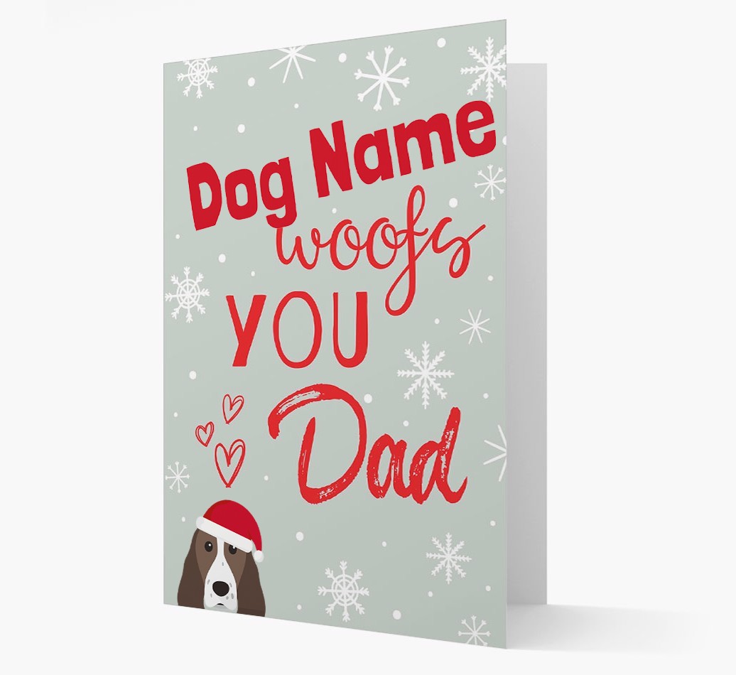 'I Woof You Dad' Card with your {breedFullName} Christmas Icon