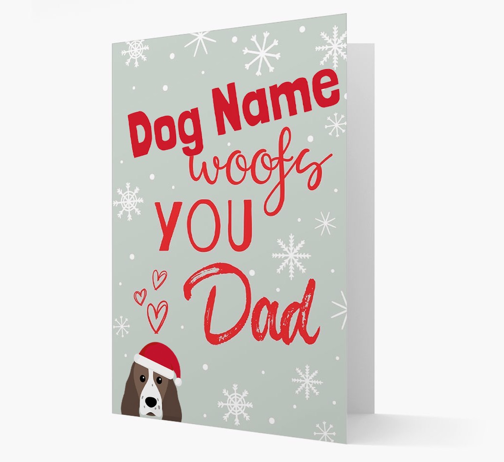 'I Woof You Dad' Card with your {breedFullName} Christmas Icon
