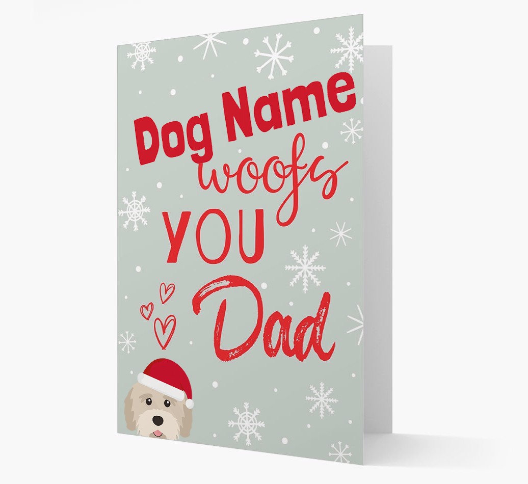 'I Woof You Dad' Card with your {breedFullName} Christmas Icon
