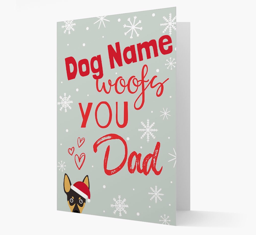 'I Woof You Dad' Card with your {breedFullName} Christmas Icon