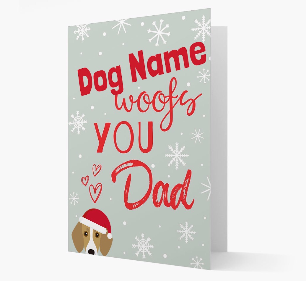 'I Woof You Dad' Card with your {breedFullName} Christmas Icon