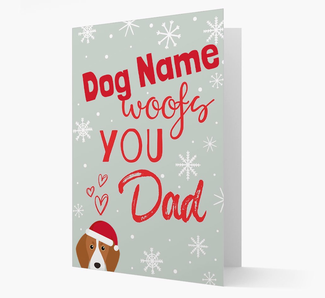 'I Woof You Dad' Card with your {breedFullName} Christmas Icon