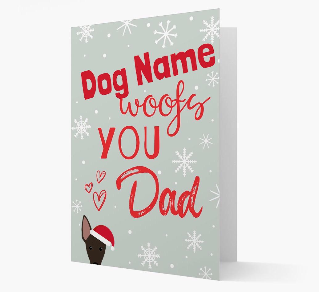 'I Woof You Dad' Card with your {breedFullName} Christmas Icon