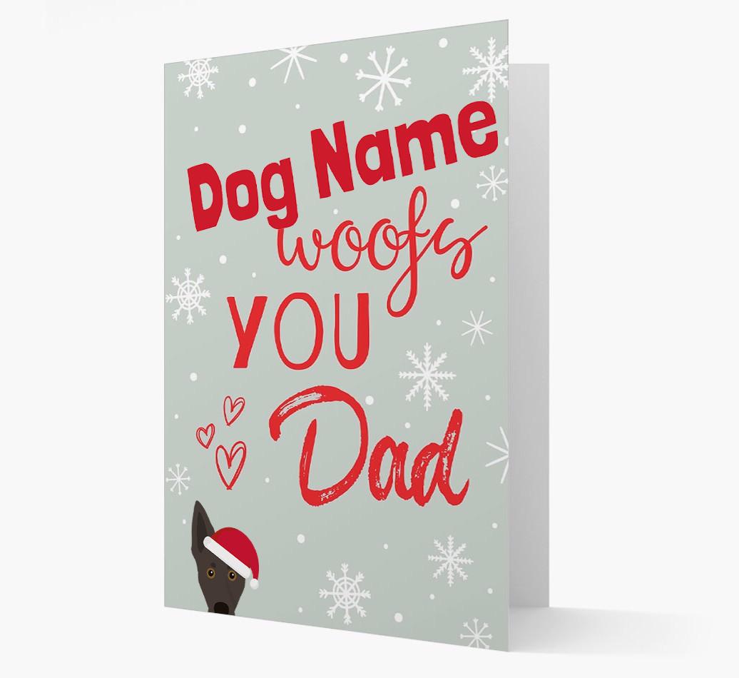 'I Woof You Dad' Card with your {breedFullName} Christmas Icon