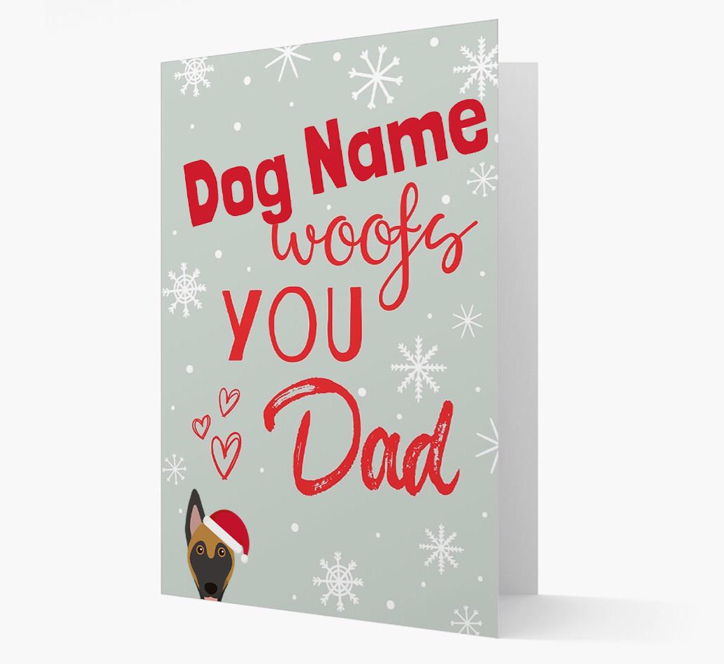 'I Woof You Dad' Card with your {breedFullName} Christmas Icon