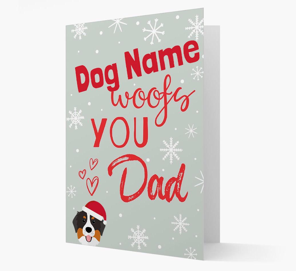 'I Woof You Dad' Card with your {breedFullName} Christmas Icon