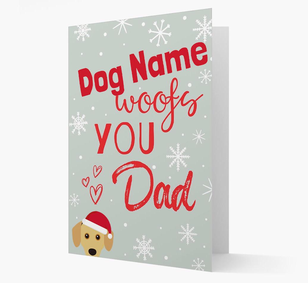'I Woof You Dad' Card with your {breedFullName} Christmas Icon