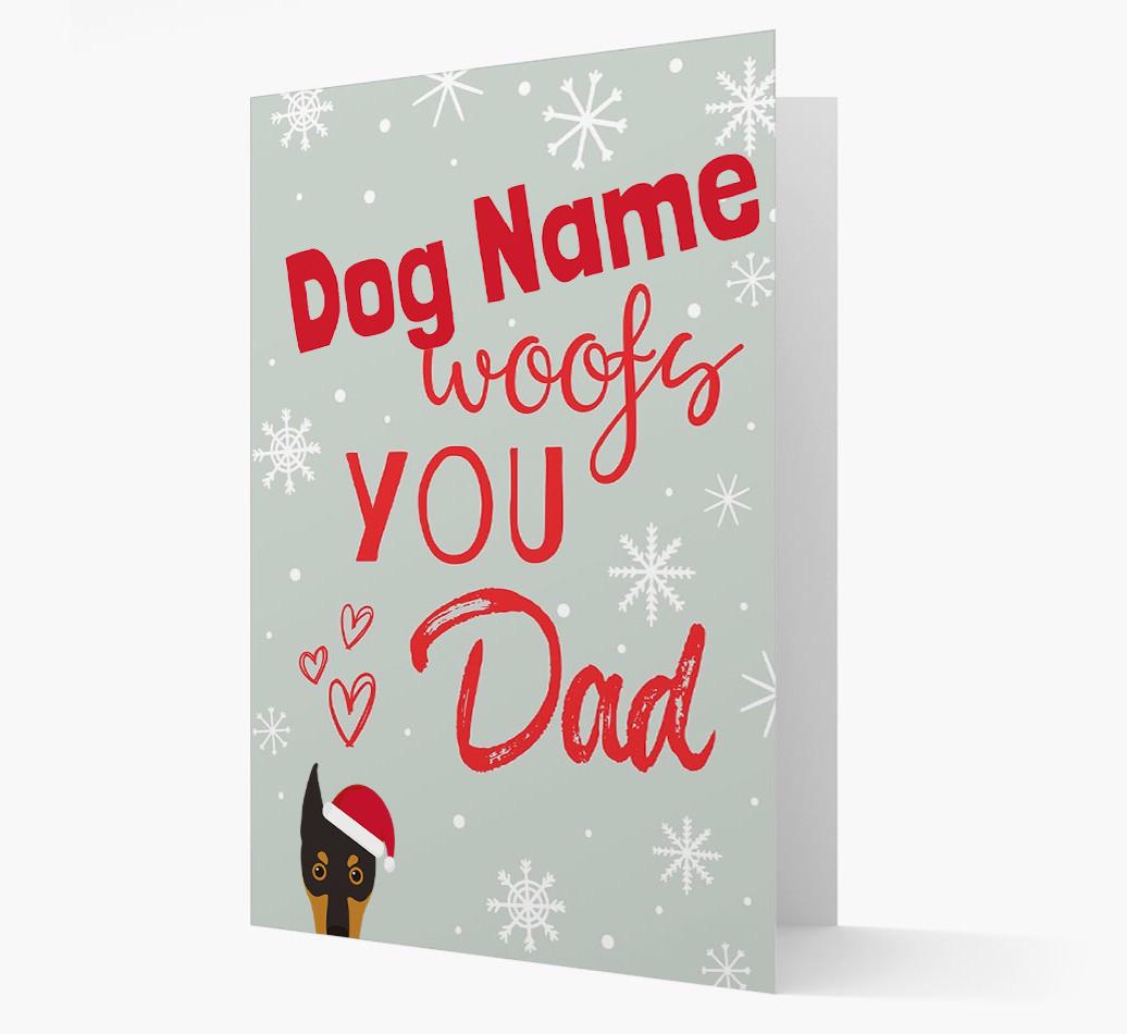 'I Woof You Dad' Card with your {breedFullName} Christmas Icon