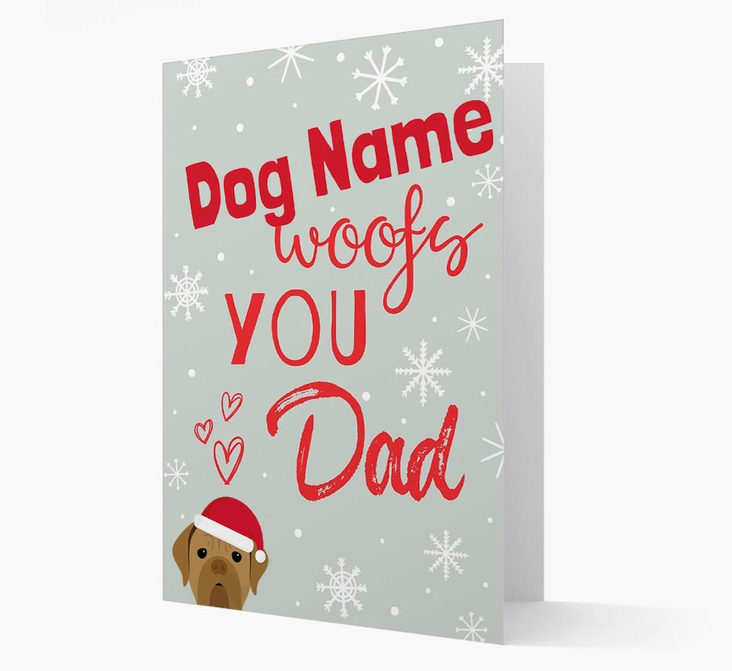 'I Woof You Dad' Card with your {breedFullName} Christmas Icon