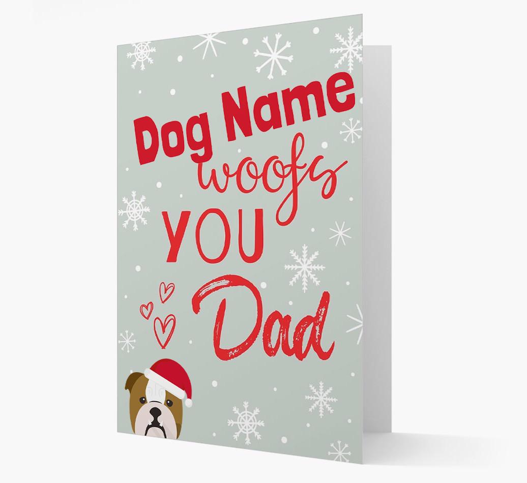 'I Woof You Dad' Card with your {breedFullName} Christmas Icon