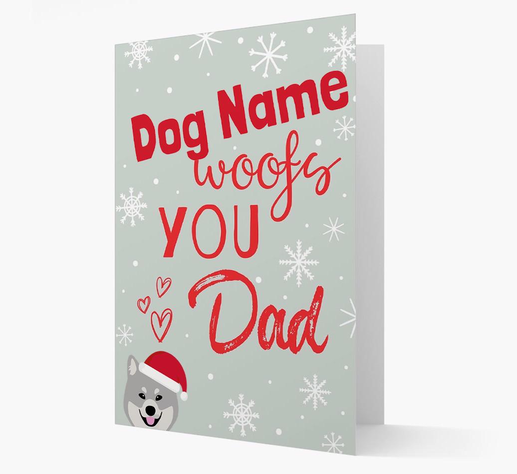 'I Woof You Dad' Card with your {breedFullName} Christmas Icon