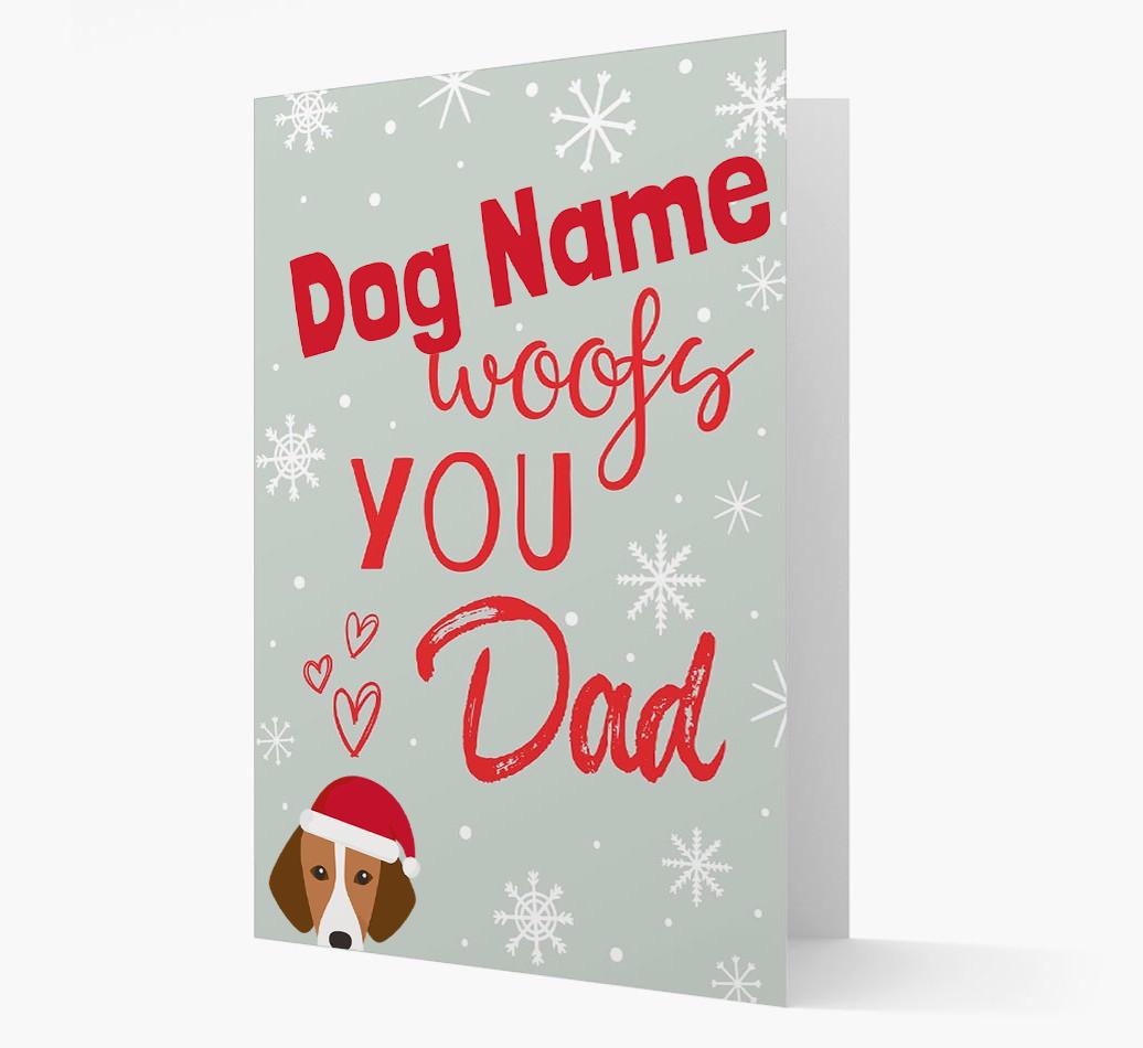 'I Woof You Dad' Card with your {breedFullName} Christmas Icon