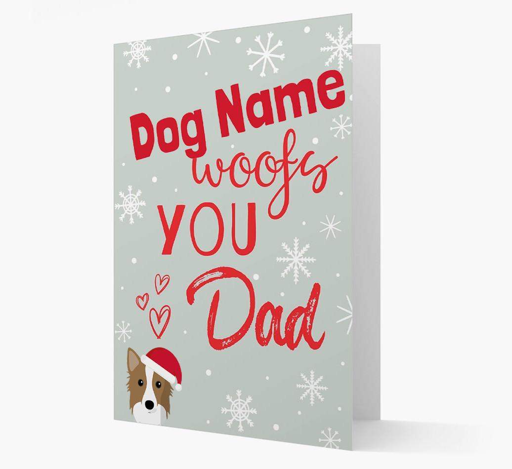 'I Woof You Dad' Card with your {breedFullName} Christmas Icon