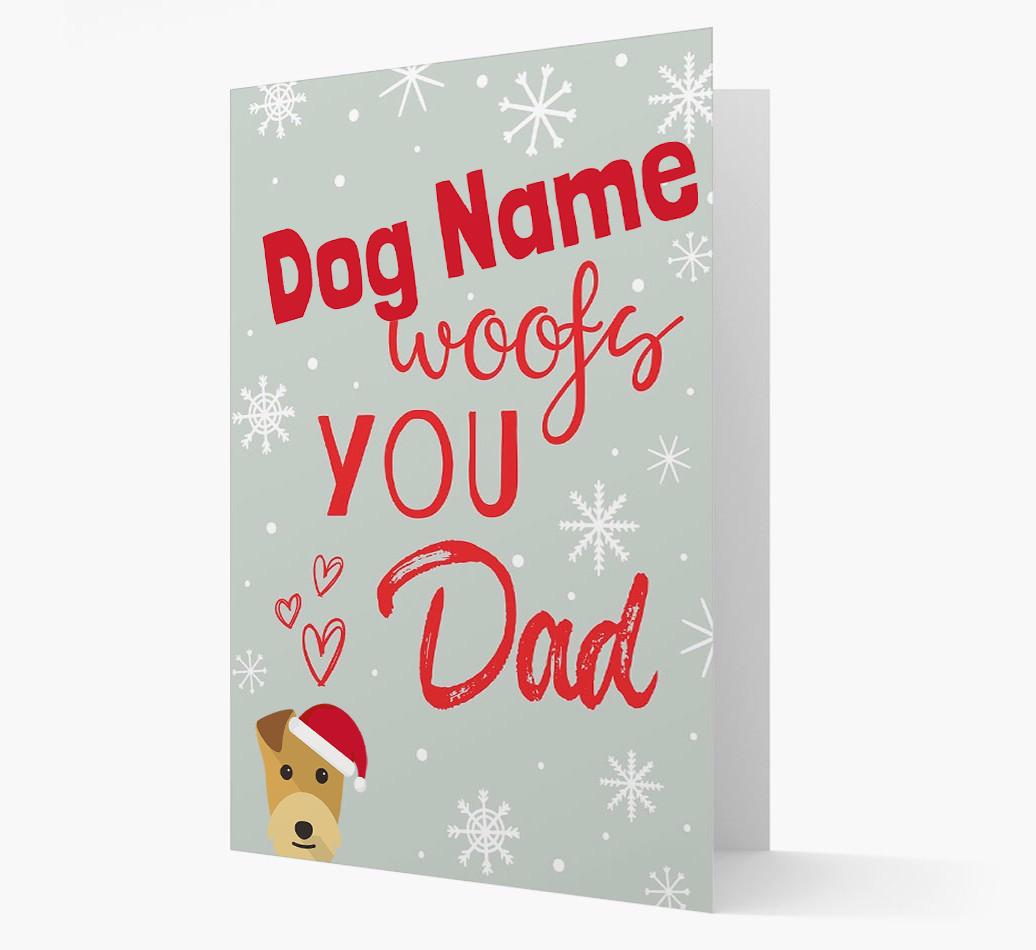 'I Woof You Dad' Card with your {breedFullName} Christmas Icon