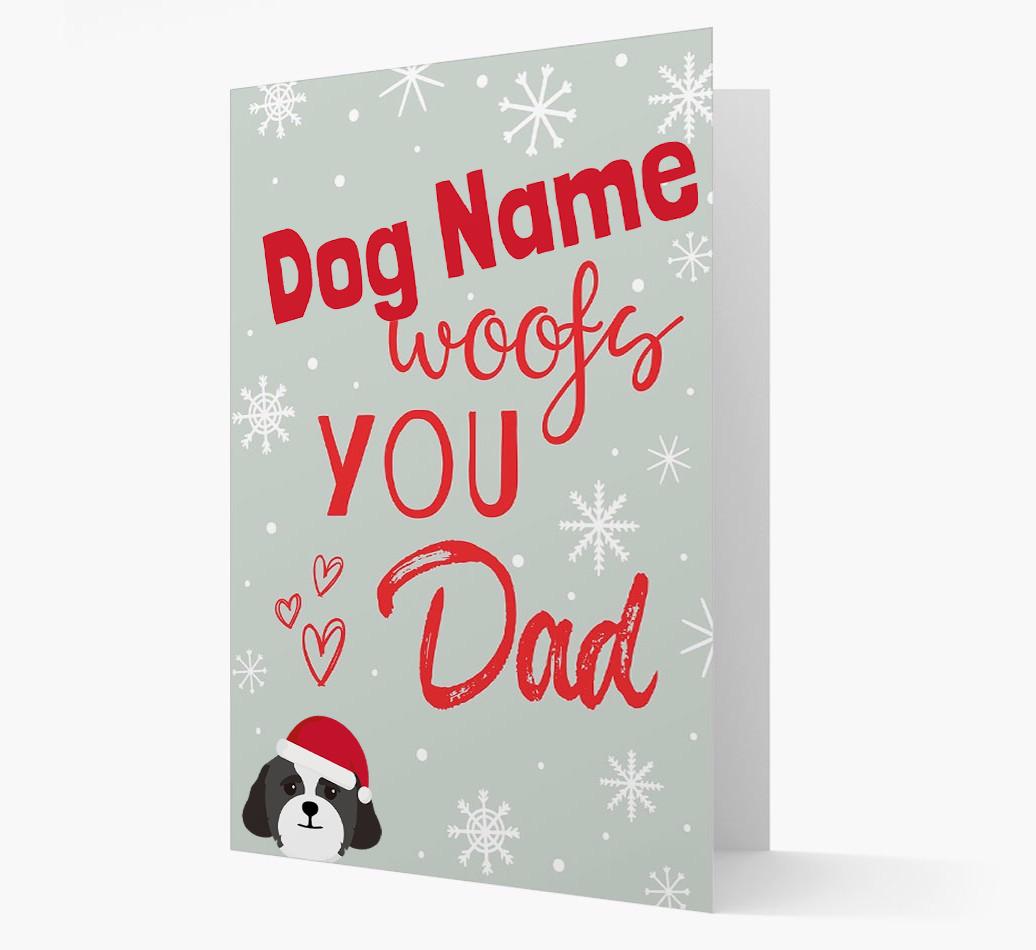 'I Woof You Dad' Card with your {breedFullName} Christmas Icon