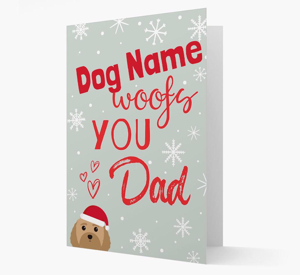 'I Woof You Dad' Card with your {breedFullName} Christmas Icon