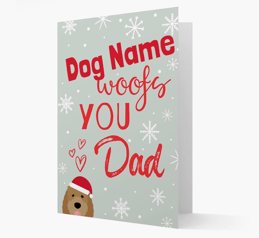 'I Woof You Dad' Card with your {breedFullName} Christmas Icon