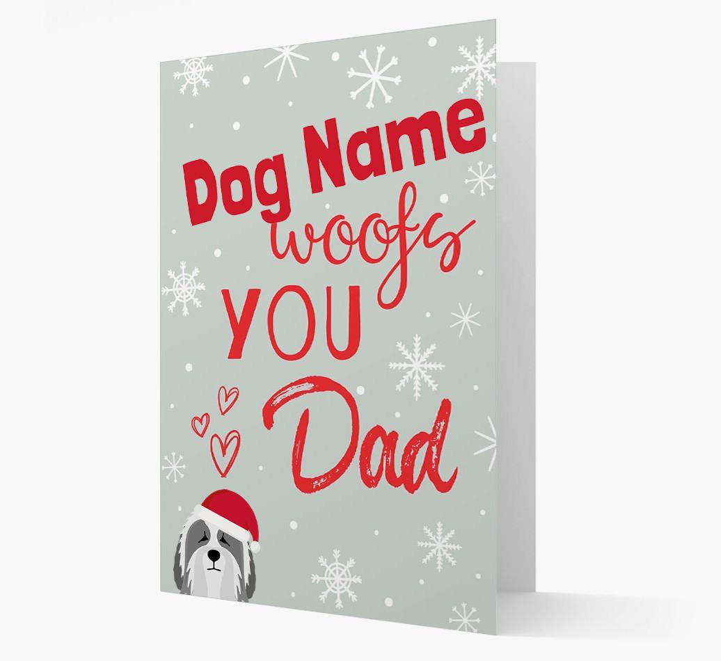 'I Woof You Dad' Card with your {breedFullName} Christmas Icon