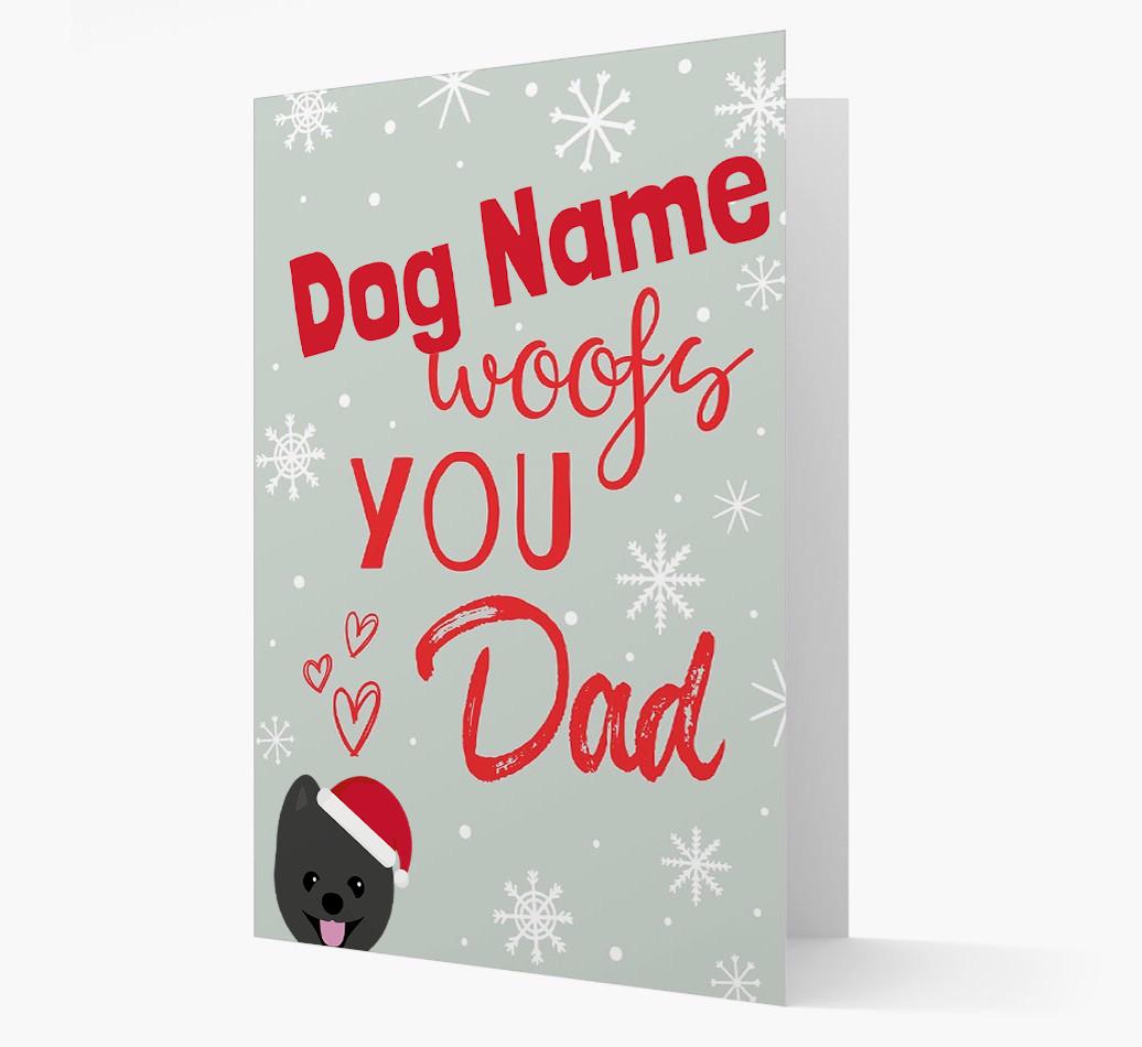 'I Woof You Dad' Card with your {breedFullName} Christmas Icon