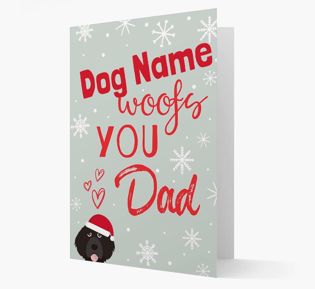 'I Woof You Dad' Card with your {breedFullName} Christmas Icon