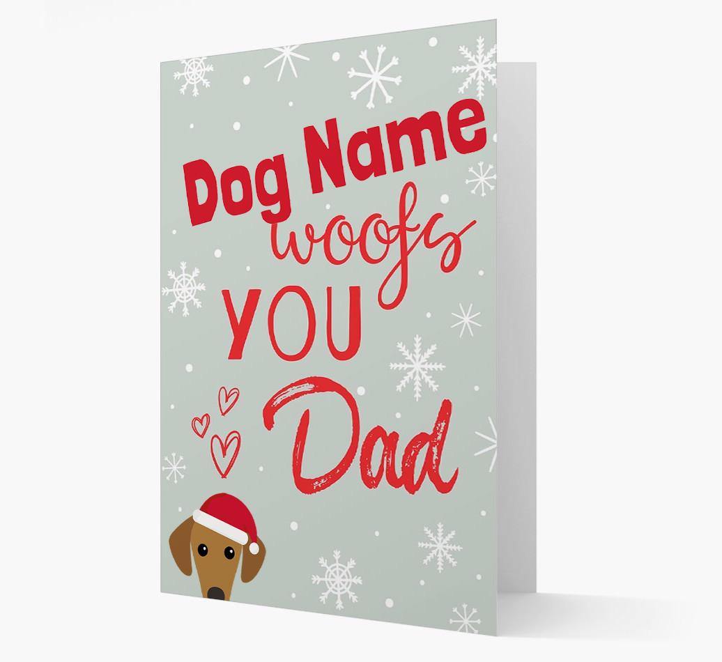 'I Woof You Dad' Card with your {breedFullName} Christmas Icon