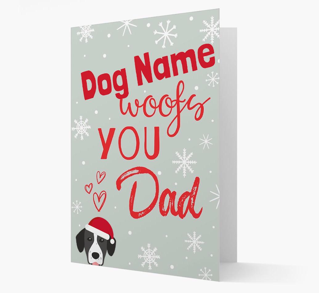 'I Woof You Dad' Card with your {breedFullName} Christmas Icon