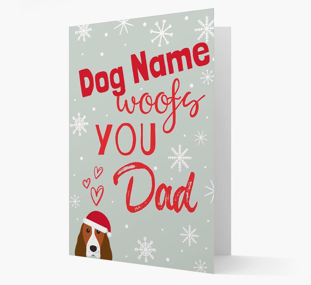 'I Woof You Dad' Card with your {breedFullName} Christmas Icon