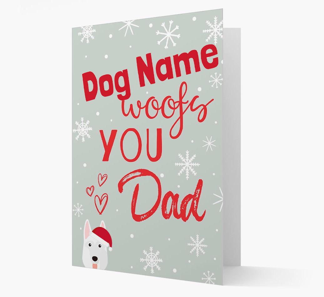 'I Woof You Dad' Card with your {breedFullName} Christmas Icon