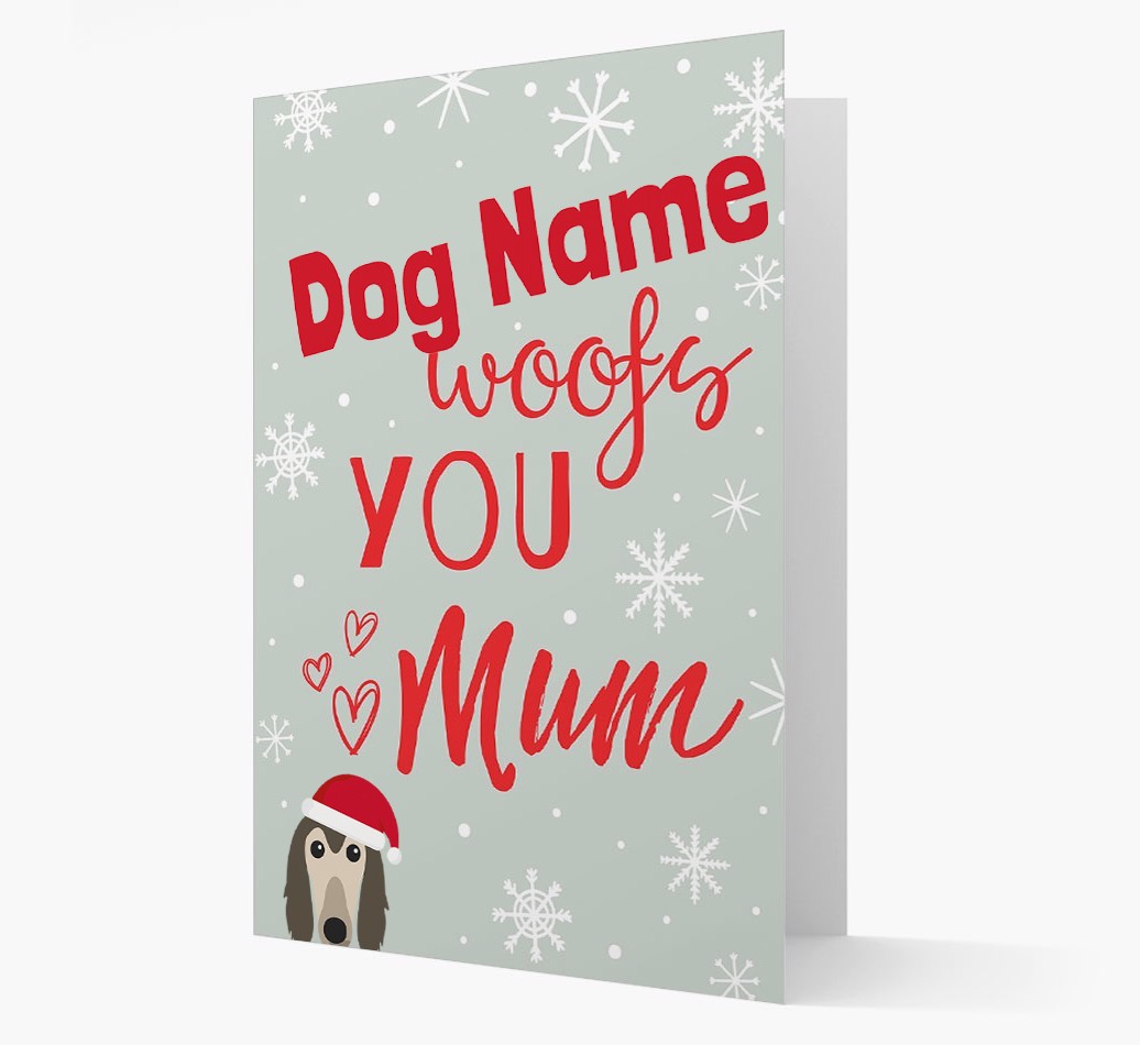 'I Woof You Mum' Card with your {breedFullName} Christmas Icon