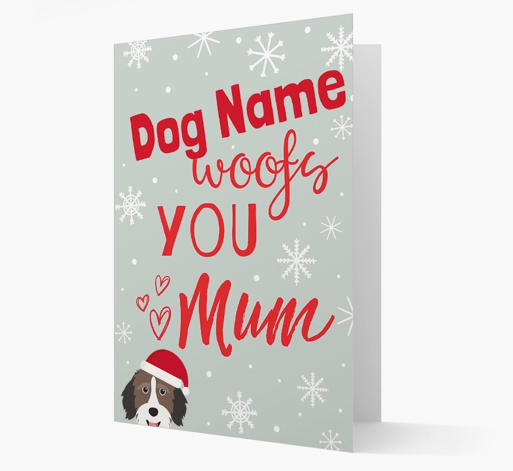 'I Woof You Mum' Card with your {breedFullName} Christmas Icon