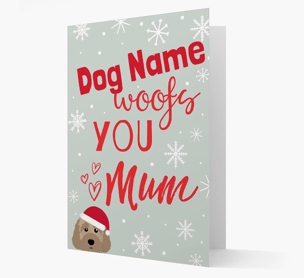 'I Woof You Mum' Card with your {breedFullName} Christmas Icon