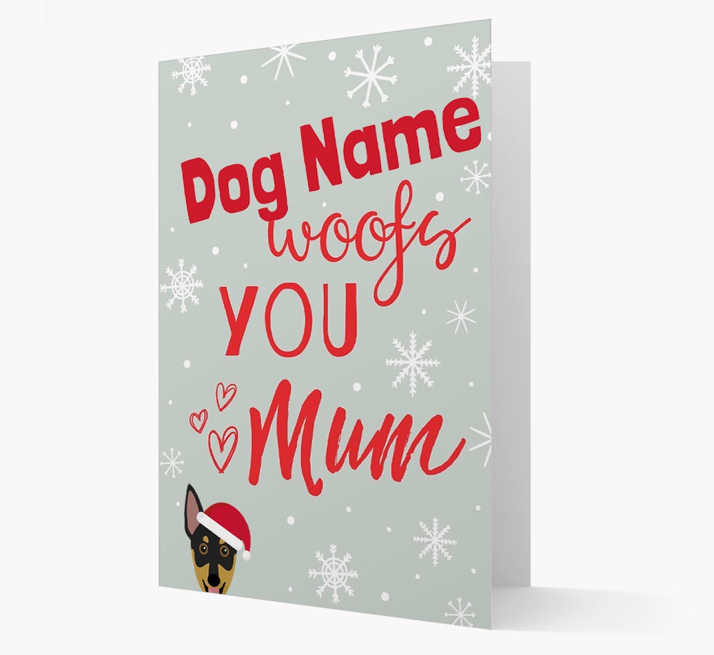 'I Woof You Mum' Card with your {breedFullName} Christmas Icon