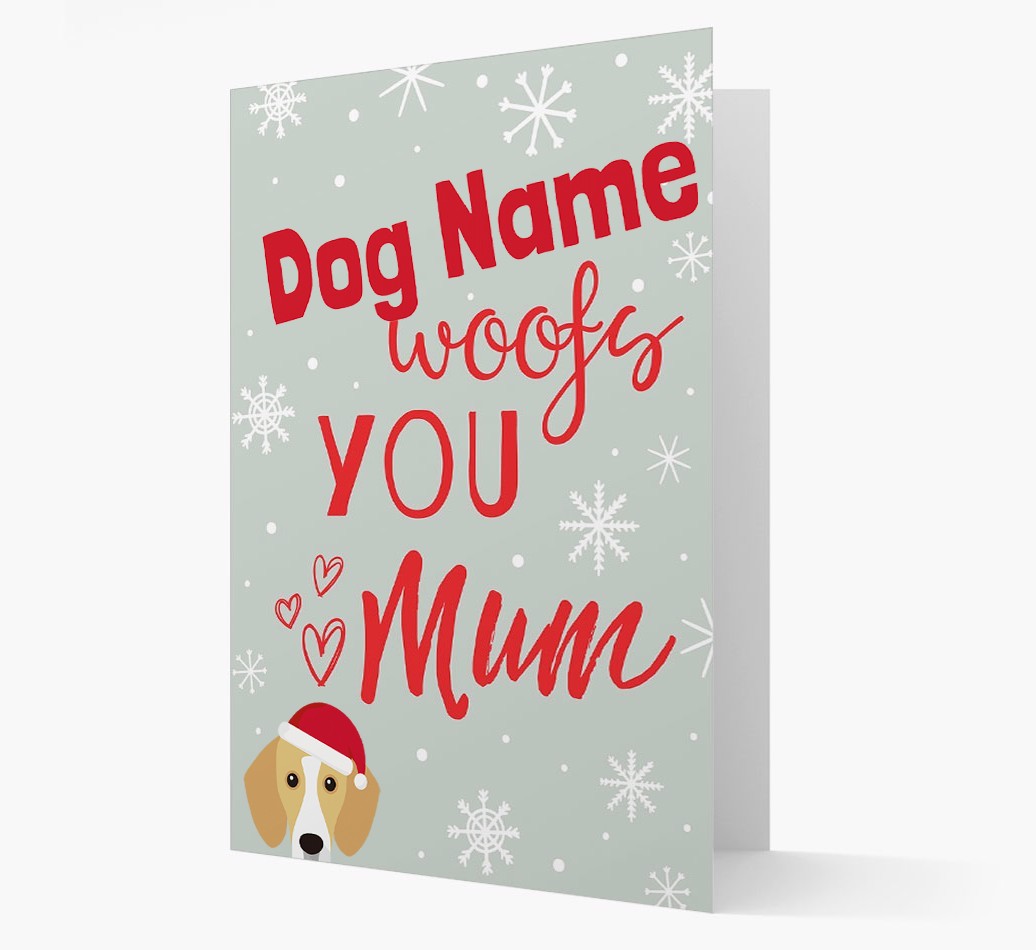 'I Woof You Mum' Card with your {breedFullName} Christmas Icon