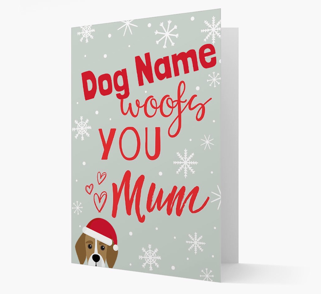 'I Woof You Mum' Card with your {breedFullName} Christmas Icon