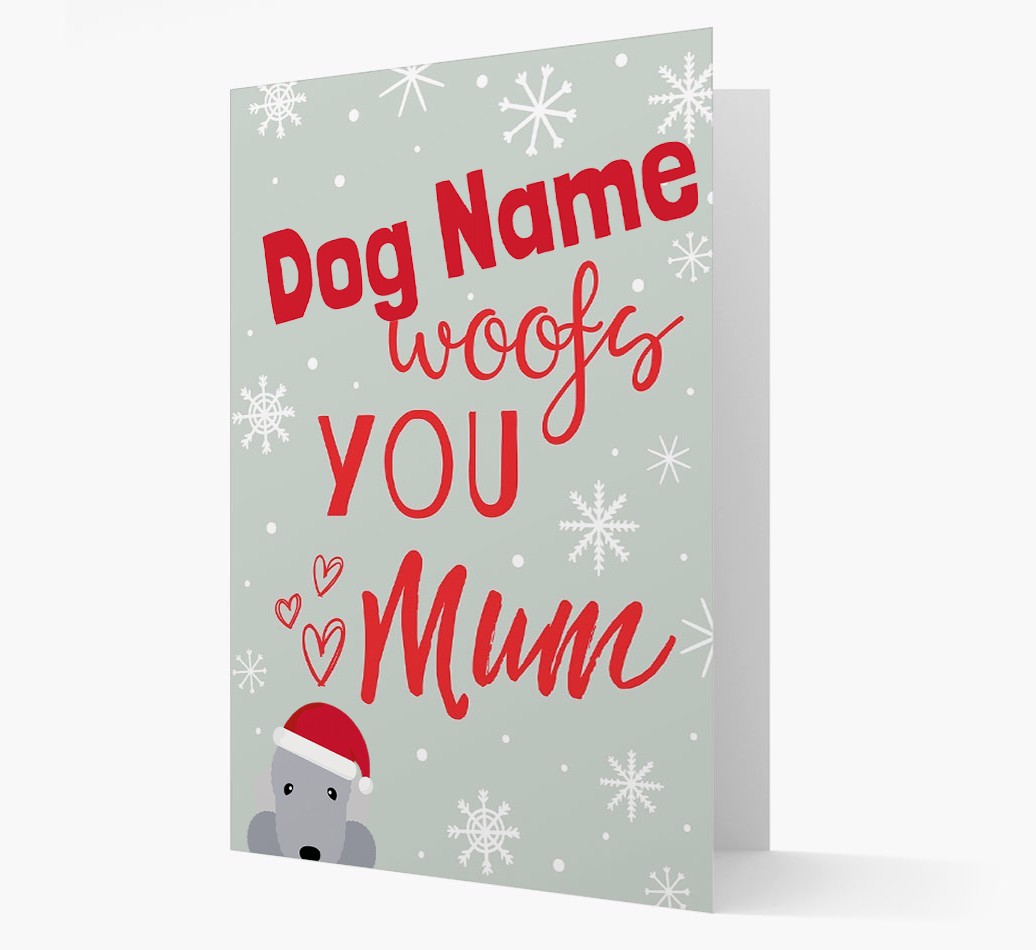 'I Woof You Mum' Card with your {breedFullName} Christmas Icon