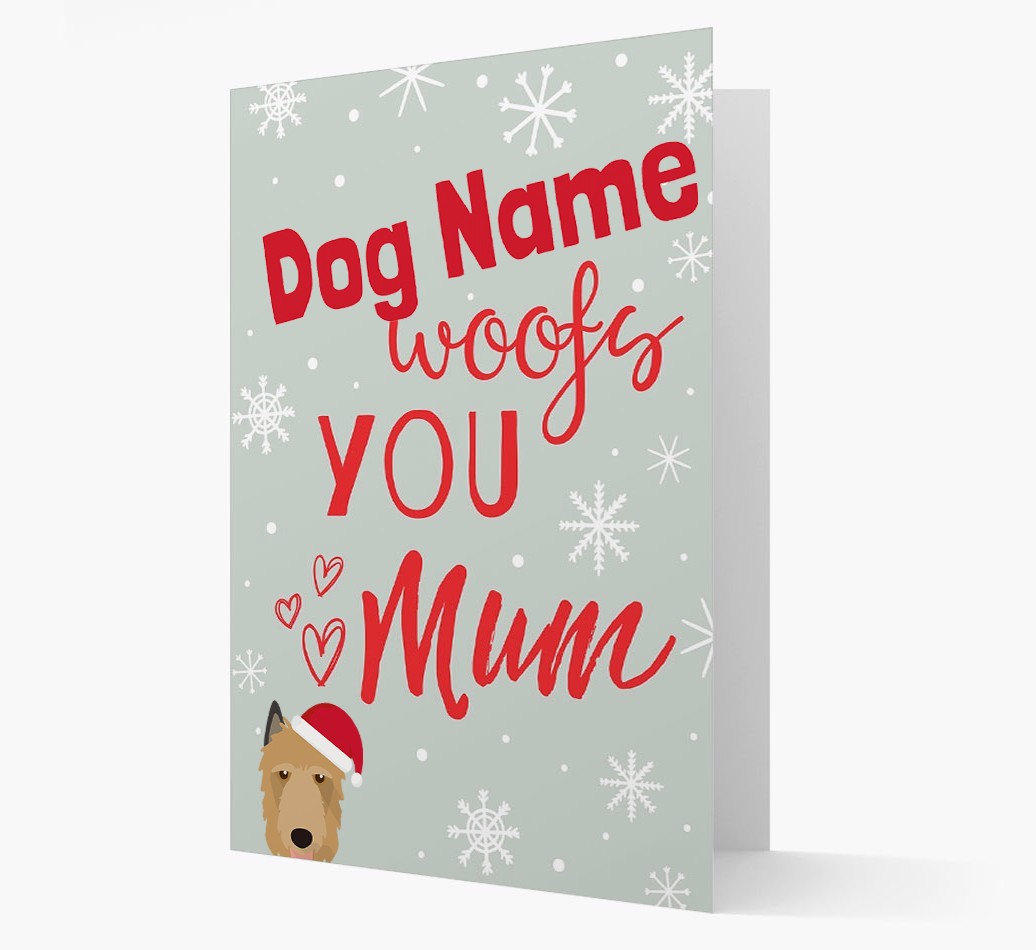 'I Woof You Mum' Card with your {breedFullName} Christmas Icon
