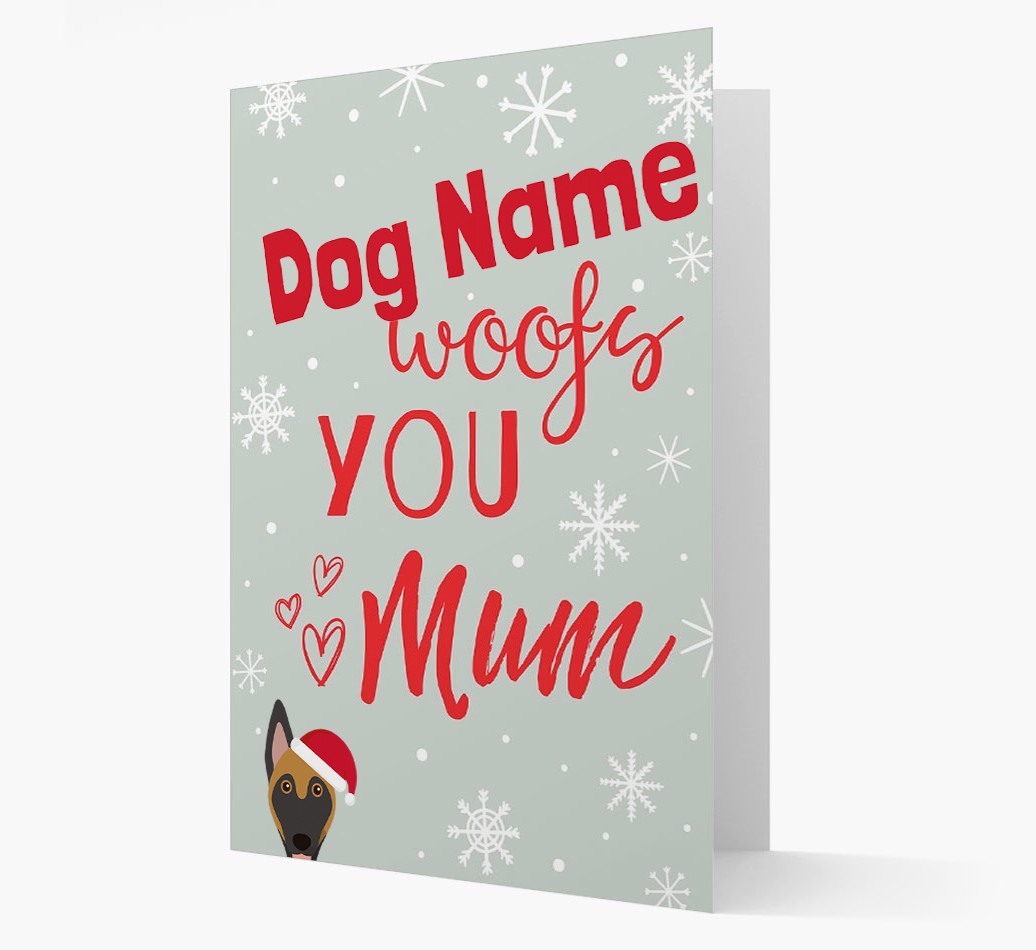 'I Woof You Mum' Card with your {breedFullName} Christmas Icon