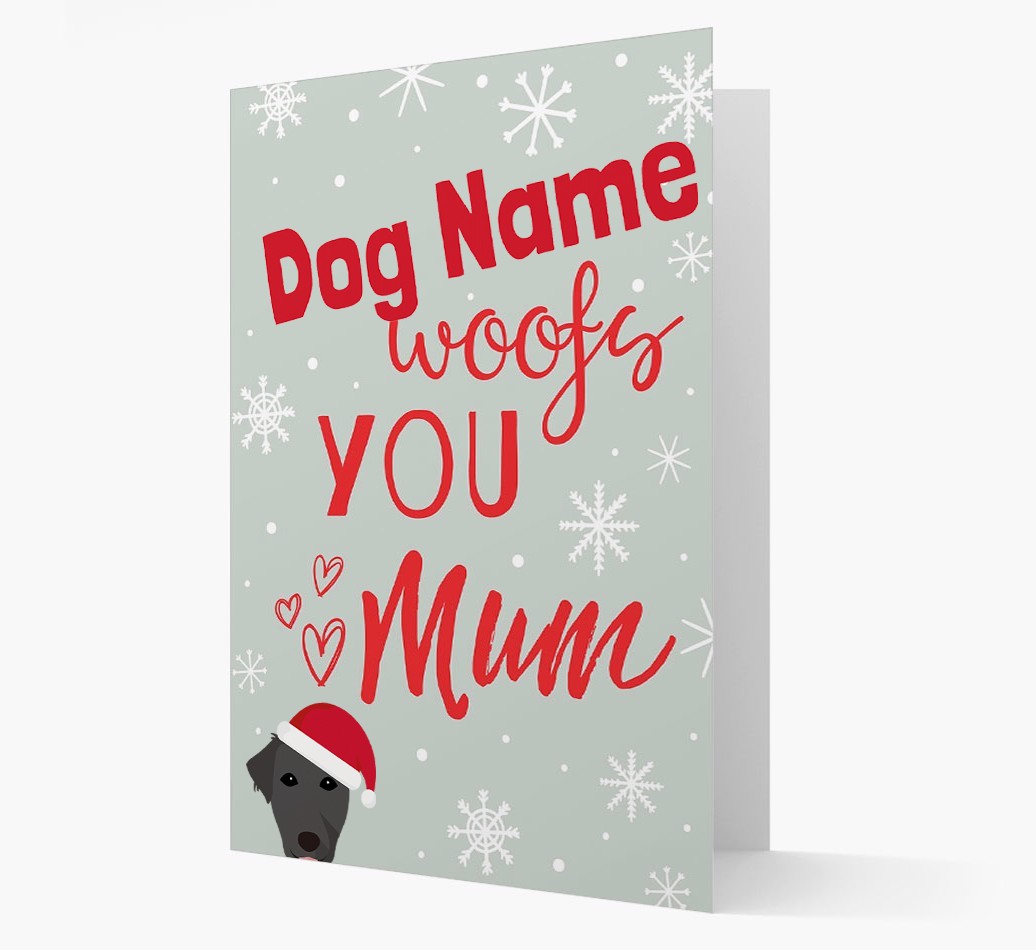 'I Woof You Mum' Card with your {breedFullName} Christmas Icon