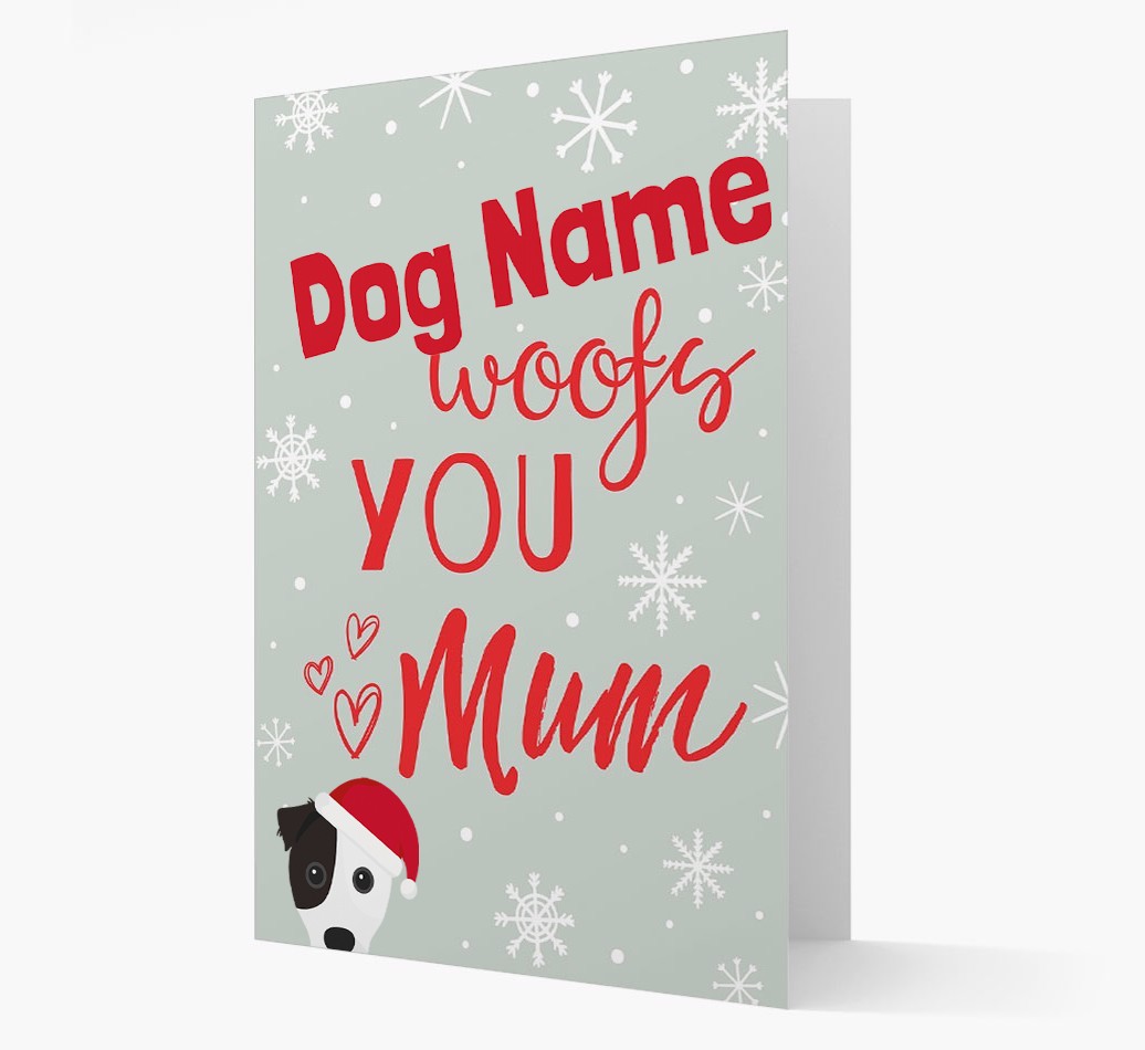 'I Woof You Mum' Card with your {breedFullName} Christmas Icon
