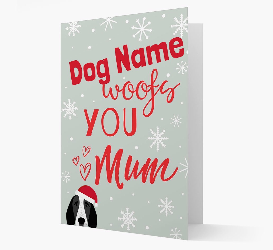 'I Woof You Mum' Card with your {breedFullName} Christmas Icon