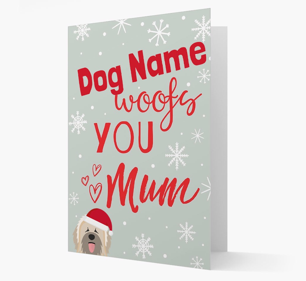 'I Woof You Mum' Card with your {breedFullName} Christmas Icon