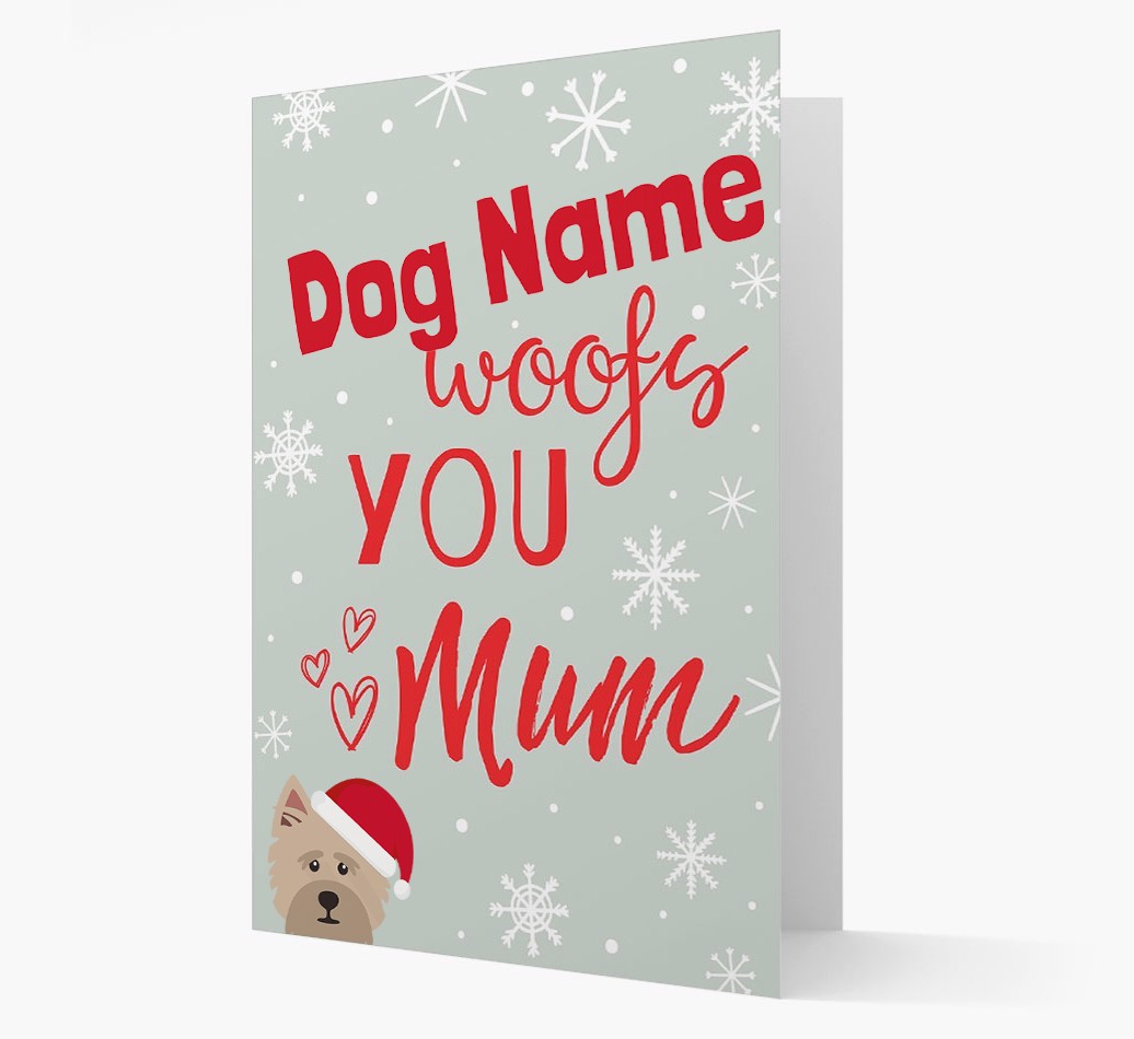 'I Woof You Mum' Card with your {breedFullName} Christmas Icon