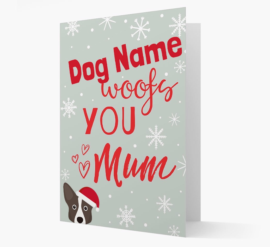 'I Woof You Mum' Card with your {breedFullName} Christmas Icon